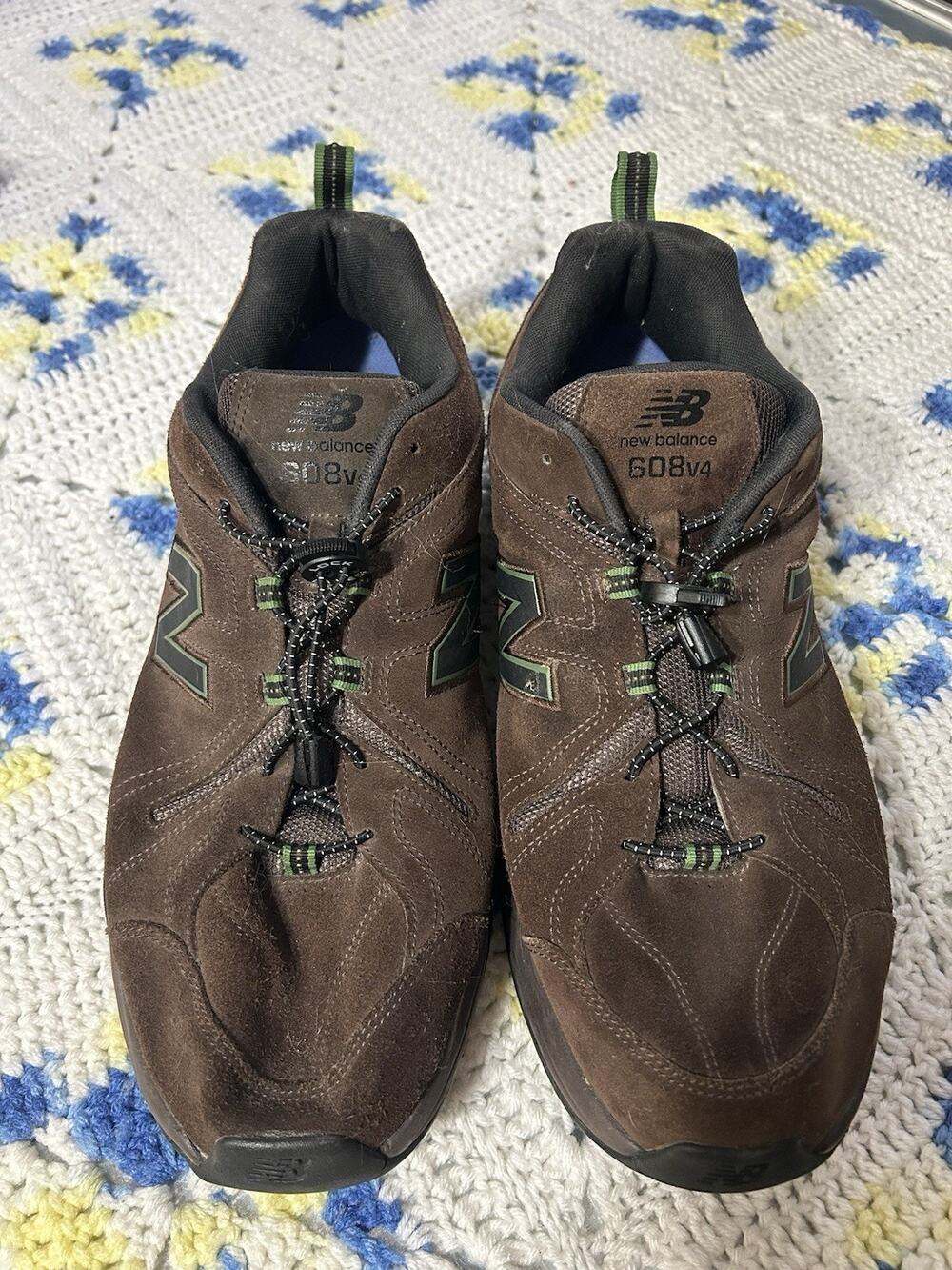 New Balance 608v4 Brown Suede Shoes Size 16 With Lock Laces Good Condition